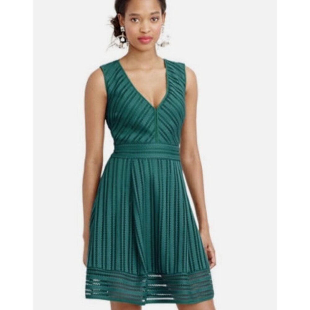J.Crew Teal Sleeveless Fit N Flare‎ Eyelet/ Lace Dress Size 2